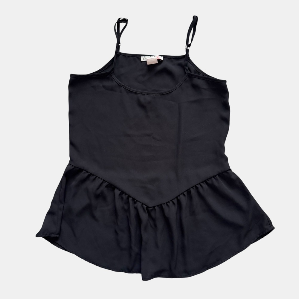 Love Squared 90s‎ Black Peplum Camisole Tank Top XS Sz 0 Y2K Vintage Balletcore
